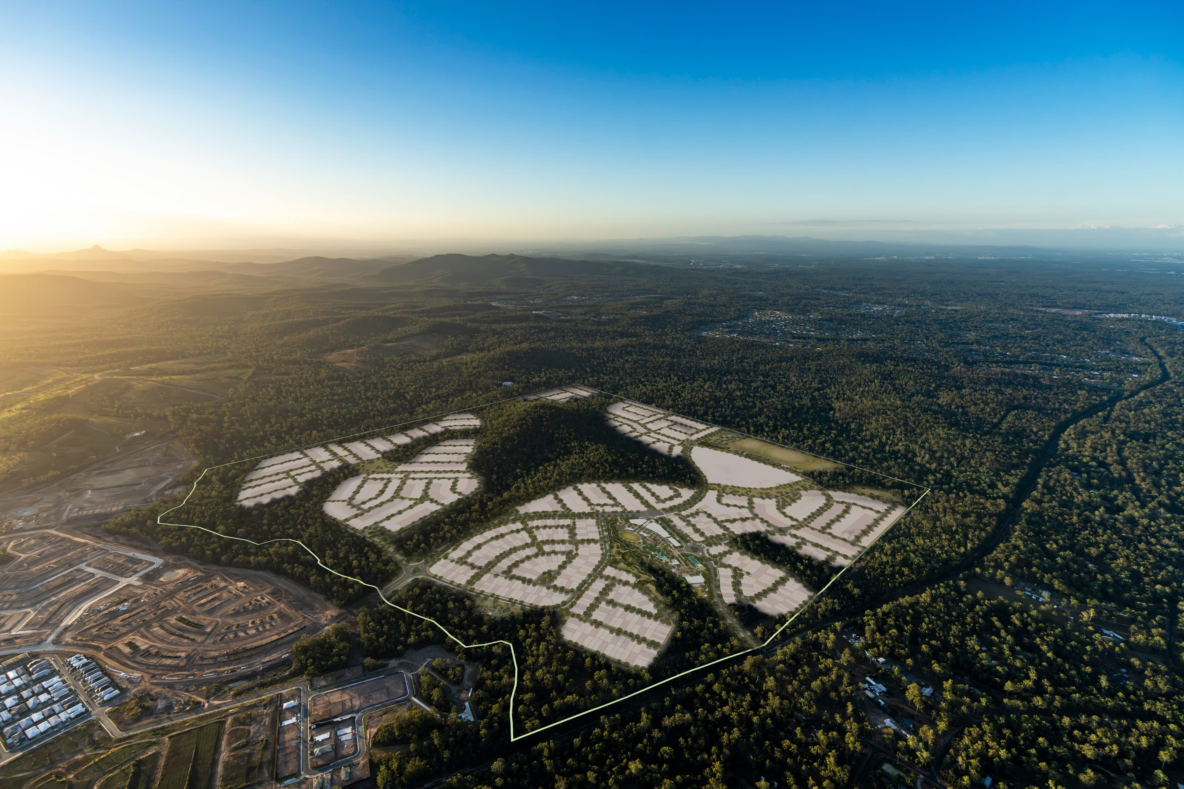 QLD Round Mountain Aerial With Layout