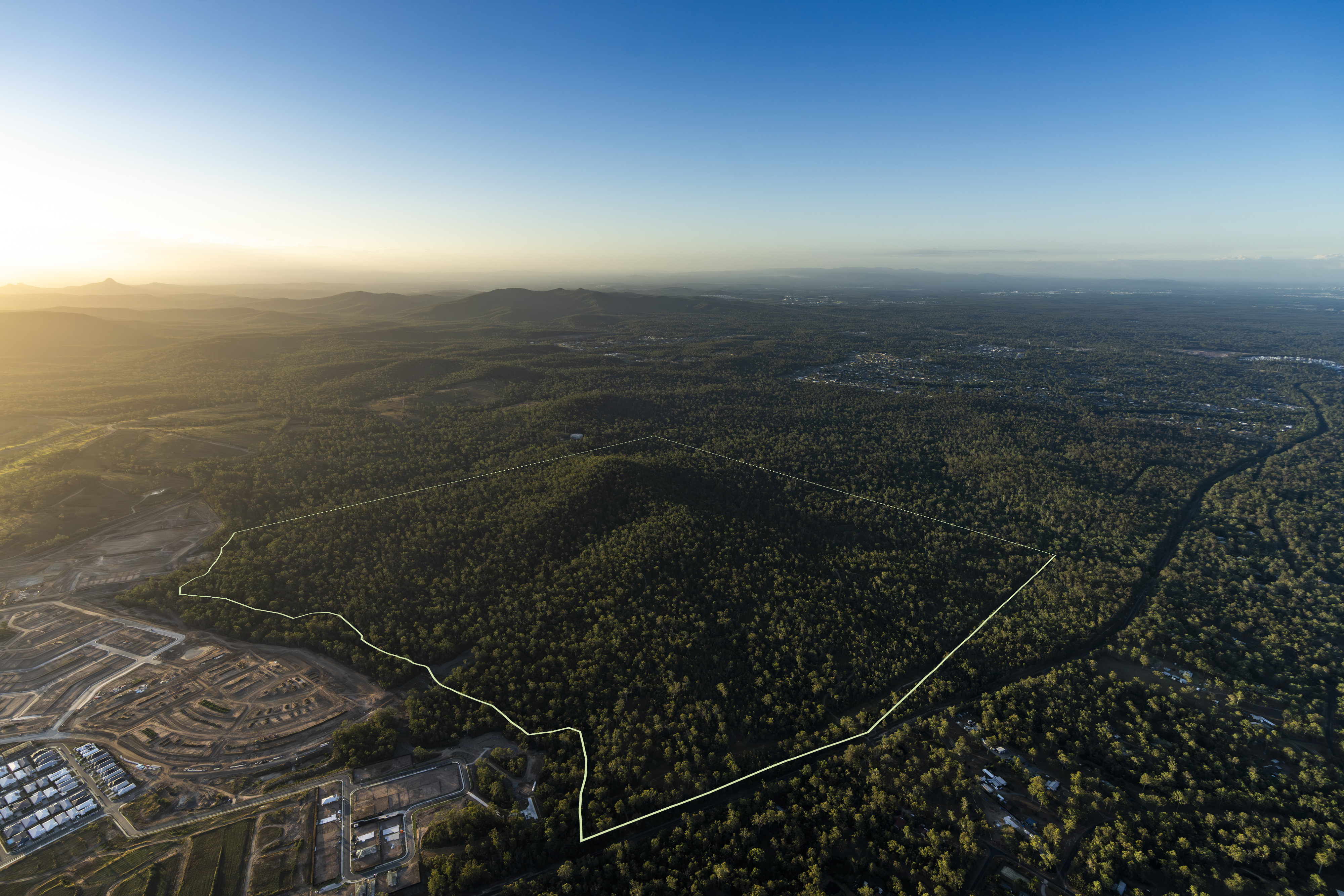 QLD NEW BEITH AERIAL PERSPECTIVE WITH SITE BOUNDARY