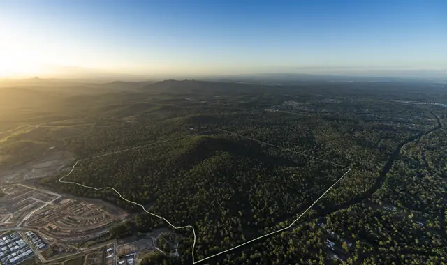 QLD NEW BEITH AERIAL PERSPECTIVE WITH SITE BOUNDARY