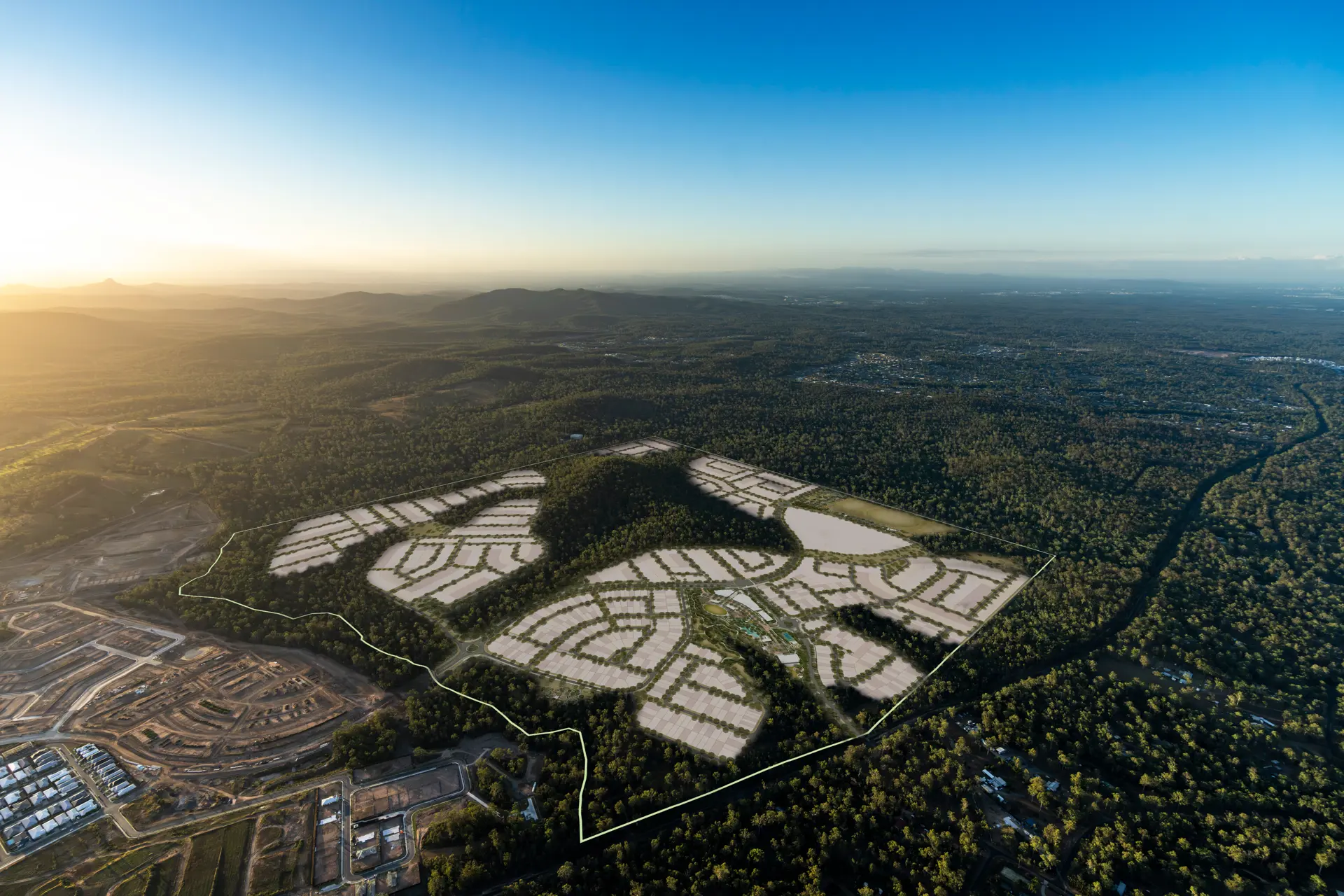 QLD Round Mountain Aerial With Layout
